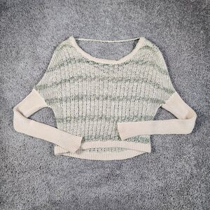 Free People Sweater Womens Small Crochet Knit Striped‎ Oversized Dolman Boho